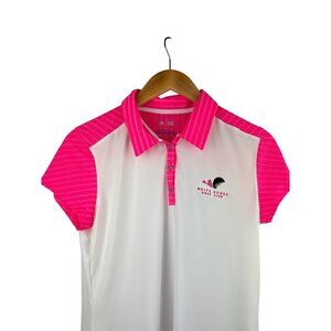 Adidas Climacool White & Pink Short Sleeve Polo Shirt Womens M